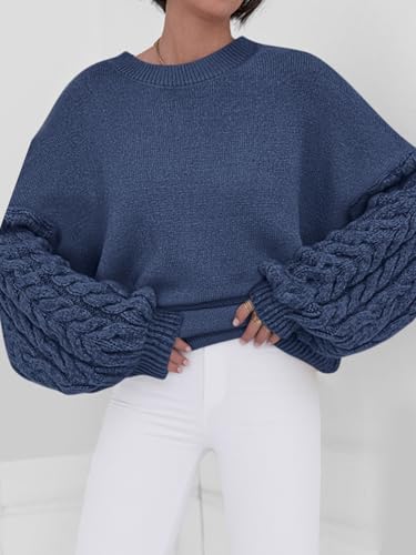 PRETTYGARDEN Womens Fall Sweaters 2025 Cable Knit Long Sleeve Crewneck Casual Chunky Pullover Oversized Sweater Outfits3