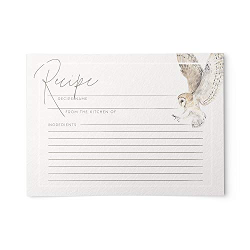 Dashleigh Owl Recipe Cards, 48 Double Sided Water Resistant Cards, 4x6 Inches