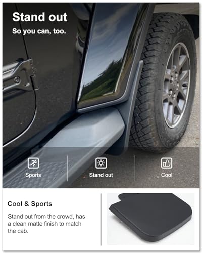 Image of Kiwi Master Mud Flaps for 2020-2026 Jeep Gladiator (Not Fits Rubicon /Mojave), OEM Replacement # 82215611 82215332AB, Heavy Duty Mud Guards, Front & Rear Splash Guards, 4 Pcs Set