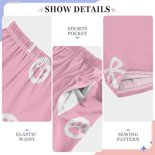 Paw and Bow Boys Pants Boys Athletic Pants Long Pant for Boywith Pockets Wide-Leg Size 6-14Y4