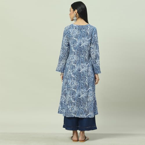 Image of Rangriti Indigo Liva Straight Kurta for Women