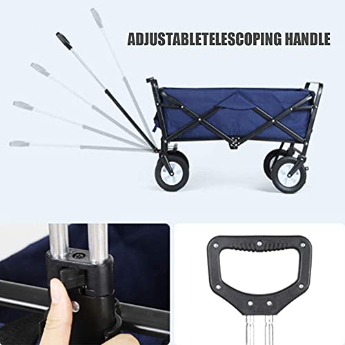 QZQJUILU Zusammenklappbarer All-Terrain-Mehrzweckwagen für den Außenbereich, robuster zusammenklappbarer Gartenwagen, Einkaufstrolley, Strandwagen mit Rädern und verstellbarem Griff – Bild 5