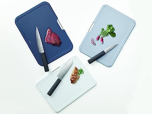 Image of Joseph Joseph Nest 6 Piece Knife and Cutting Board Set, Stainless Steel Kitchen Knives and Color Coded Boards in Compact Storage Stand, Grey