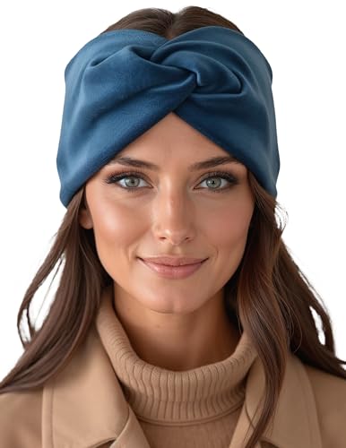 Vivisence Damen Stirnband Herbst Winter Gestrickt Mit Dekorativem Knoten Weich Und Warm Elastisch Kopfband Ideal Für Kühle Tage Modeaccessoire Outdoor Alltag, Dunkel...