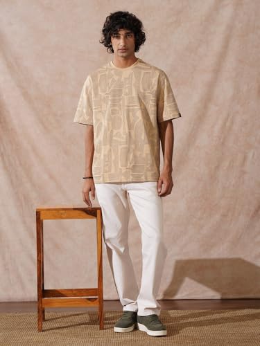 Image of WROGN Men's 100% Cotton T-Shirt | Stitch All-Over Print | Oversized Fit