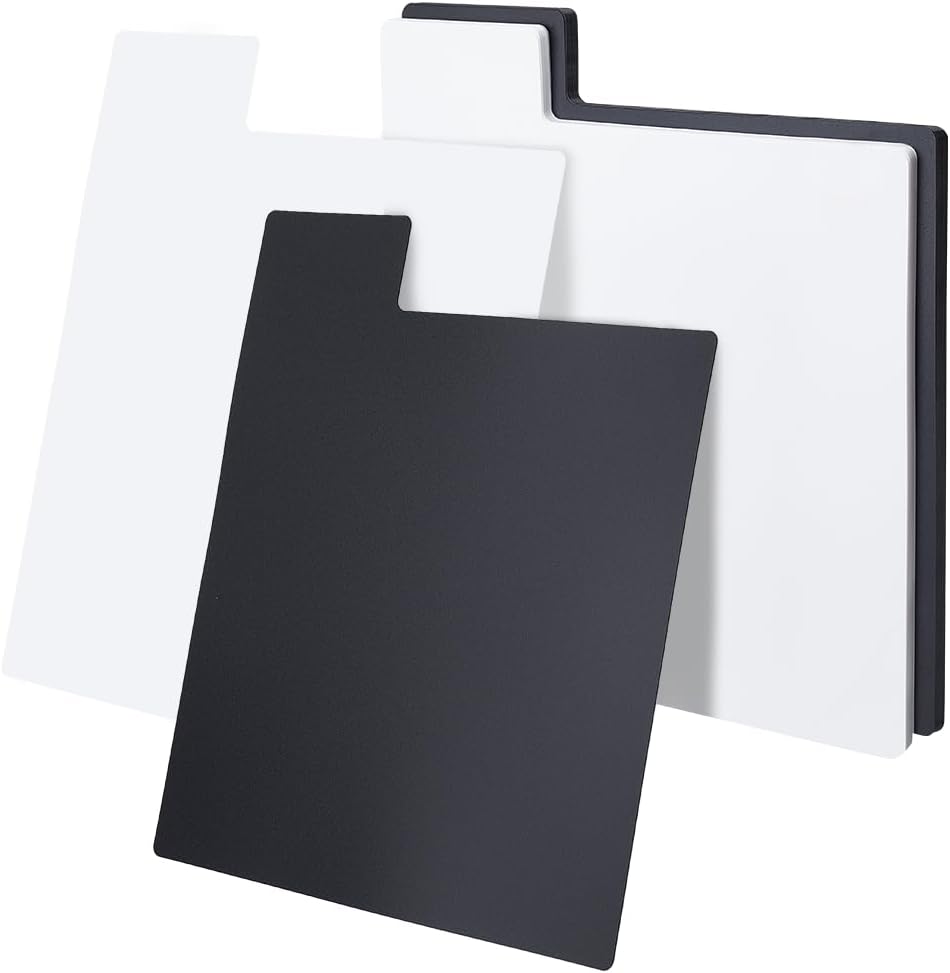 BENECREAT 36Pcs 2 Colors Vinyl Record Dividers, 13.8x12.6 Inch Plastic Album Dividers with Tabs for Album Vinyl Record CD DVD Media Book Shelf Storage Organization (Black & White)