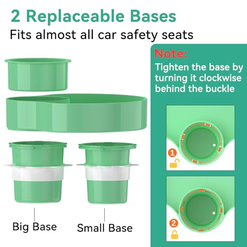 Image of [2 Packs] Kids Car Seat Tray, Travel Tray with Cup Holder for Toddler Baby, Kids Car Seat Food Snack Organizer for Road Trip, Stroller snack Organizer Travel Must Haves (Light Green)