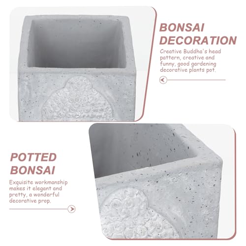 Cache-pot tête bouddha ciment SHINEOFI, jardinière originale déco intérieure