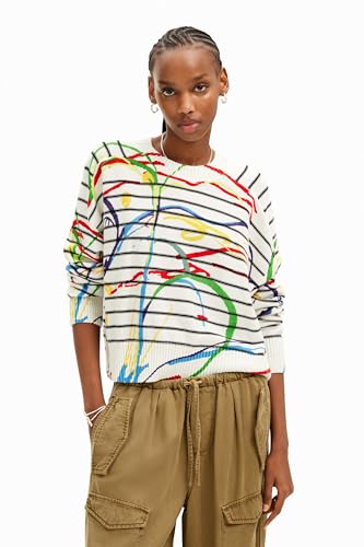 Image of Desigual Women's Short Striped Arty Pullover