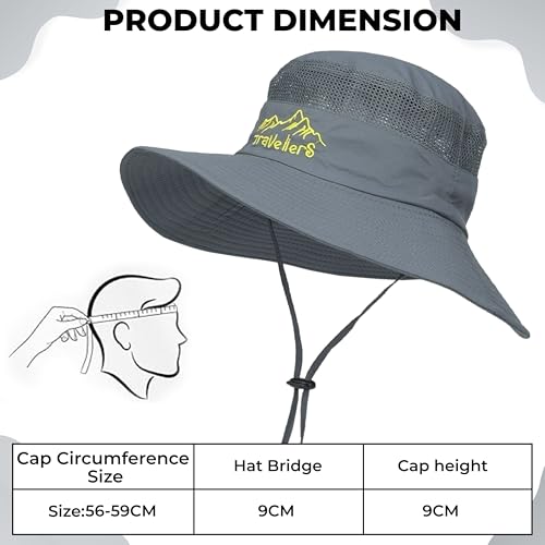 Image of Kraptick Headwear Hat - Lightweight Sun Hat with Foldable Boonie Cap Travellero Round Hat for Travel, UV Protection Summer Cap & Chin Strap with Adjustable Toggle for Secure Fit