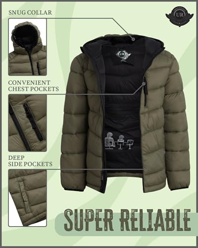Image of URBAN REPUBLIC Boys Puffer Jacket - Packable Warm Insulated Hooded Boys Winter Coat with Pockets (Sizes 4-20)