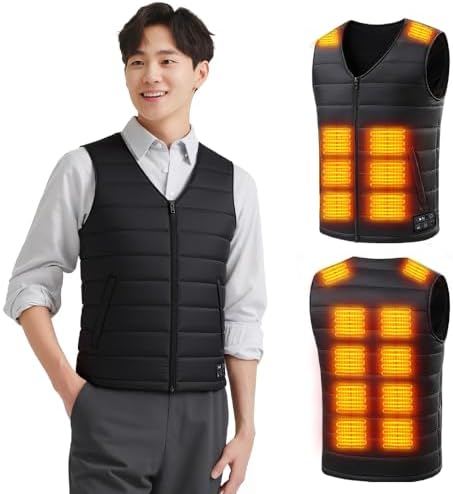 （11:00時点） [roasicee] 電熱ベスト ヒーターベスト 【前後18枚ヒーター内蔵&ボタン消灯可能】 日本製ヒーター ヒートベスト USB/DC給電可 3段階調温 速暖 洗濯可 インナー メンズ レディース