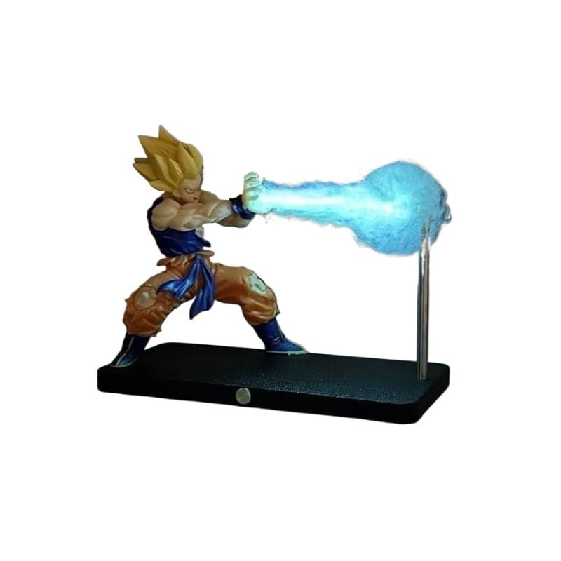 Super Saiyan Night Light, LED Wave Effect, Magnetic Display Stand Blue