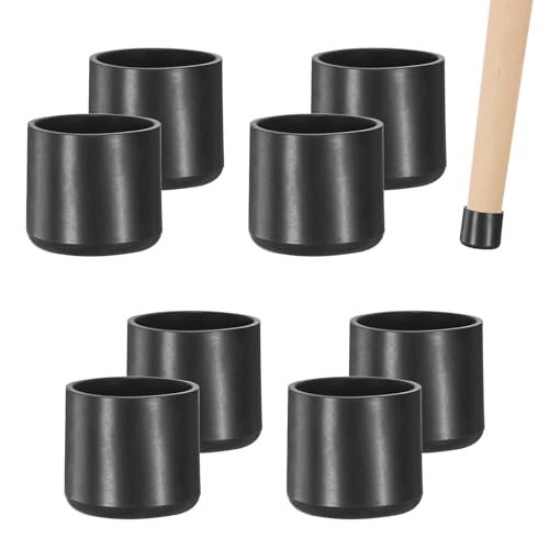 Image of M METERXITY 8-Pack Chair Leg Caps, 1-1 /2 Inch(38mm) PVC Chair Leg Floor Protectors for Folding Chairs /Metal Chairs /Furniture Table /Hardwood Floors, Round Non-Slip Cover End Tips [Black]