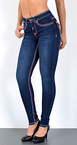 ESRA-Damen-Jeans-Skinny-Jeanshose-Damen-Hose-Dicke-Naht-Jeanshosen-Damenjeans-bis-grosse-Groessen-J420