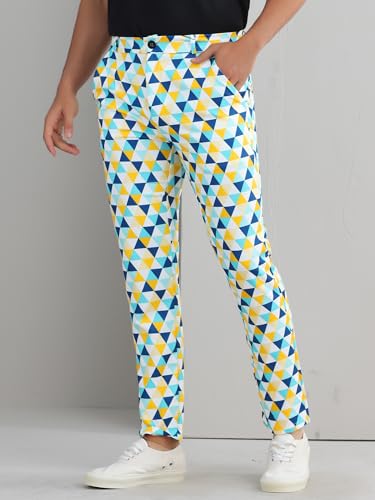 Lars Amadeus Argyle Golf Pants for Men's Argyle Pants Triangle Plaid Pattern Suit Trousers2