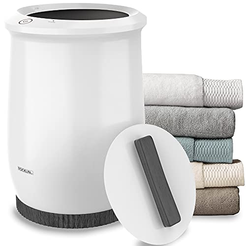 Image of Rukala Premium Home Towel Warmer - Hot Towels in 10 Minutes - Auto Shut Off - Fits 3 Towels - White with Dark Gray Wood Grain Pattern Accents …