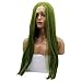 AFBeauty Soft Green Wig Olive Green Long Straight Lace Front Wigs for Women Pre Plucked Natural Hairline Synthetic Neon Color Wigs Glueless Hair Replacement Wigs Drag Queen Cosplay Daily 24Inch