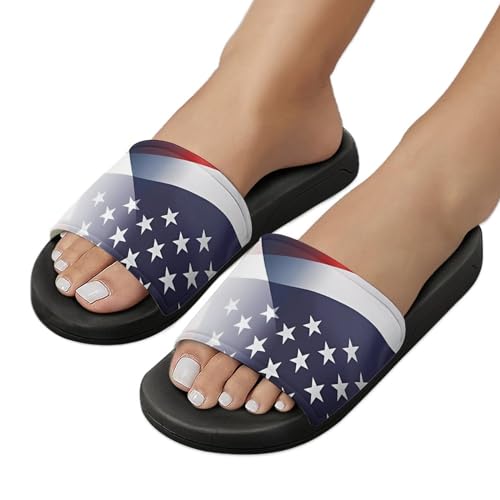 Flag of France And U.S. FLAG House Sandals Non-Slip Bathroom Slippers Beach Summer Shoes for Men Women 5