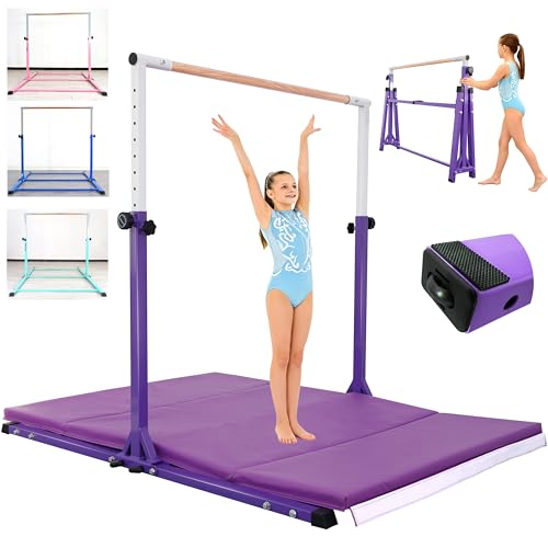 Image of Seliyoo Foldable Gymnastics Bar for Kids Teens Ages 3-18, 5FT /6FT Kip Training Bar -Sturdy Base for Home Training,Adjustable Height 35 inch to 59 inch for, 400 LBS Capacity,Anti-Slip Base & Easy Assembly