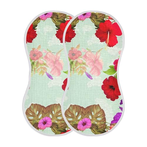 Hibiscus Morningglories Green Burp Cloths for Babies Burp Rag Cotton Spit Up Rag for Babies Girls Infants - Main Image