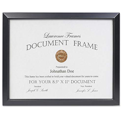 Lawrence Frames 8.5x11 Black Wood Certificate Estero Picture Frame