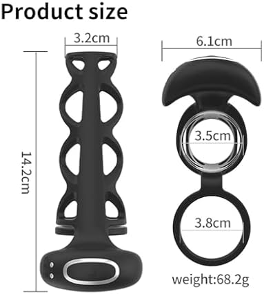 Vibrador Anillos para pene masculinos portátiles, vibrador, jaula para pene de gel de sílice, Juguetes sexuales de restricción escrotal para testículos, vibrador retardante de eyaculación para hombres