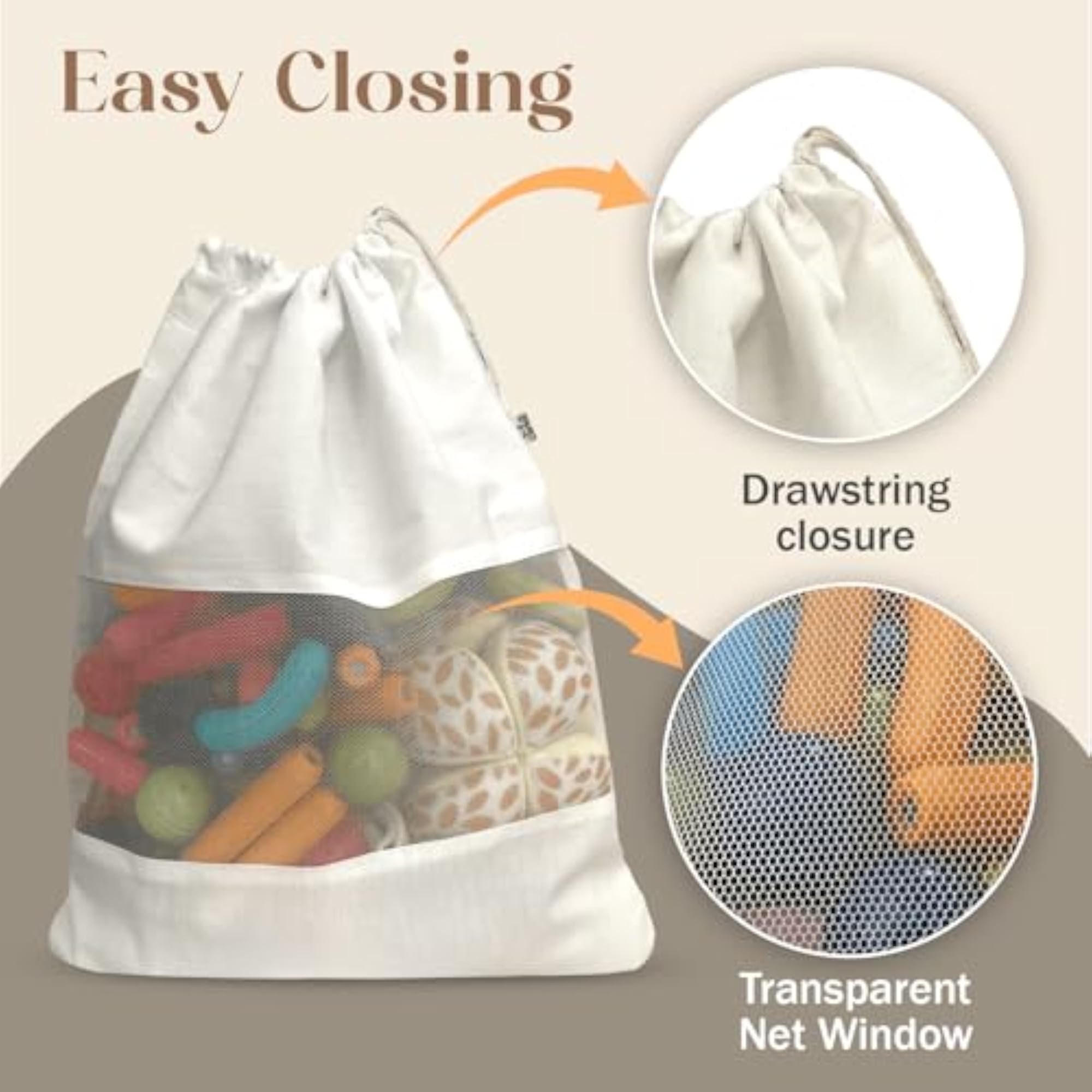 Cotton Drawstring Bag, Reusable and Washable