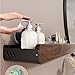 Goodsgoo Walnut Wood Suction Wall Shelf -Huytew 2025 New Wall Mounted Movable Storage for Sink Counter | Tool-Free Install, Strong Hold, Large Capacity (Middle-40cm/15.7in)