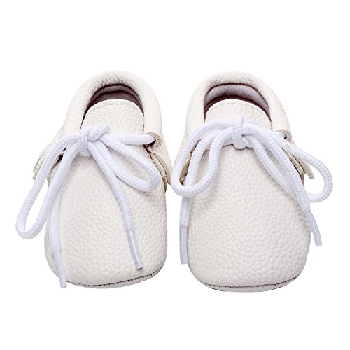 Diamondo Baby Tassel Shoes infantil casual solado macio cadarço cor sólida Prewalker (branco, 12-18