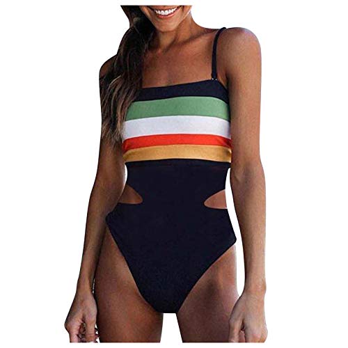 WENOVL Mujer Traje de Baño Tankinis Hálter Falda Push Up Bikini Conjunto de Malla Playa Ropa de Baño Tallas Grandes de Cintura Alta Cover
