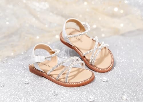 Image of PHIRAMIN Toddler Flower Girl Sandals - Girl Dress Shoes Toddler Little Kid Wedding Party