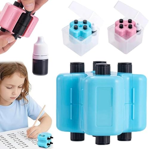 4 In 1 Math Roller Stamp Set mathe Roller Stempel Rollers Digitaler Lehrstempel rollstempel Mathematik Übungshilfe Zum Ausfüllen Von Lücken Berechnung Stempel Für Addition Subtraktion Grundschule(B)