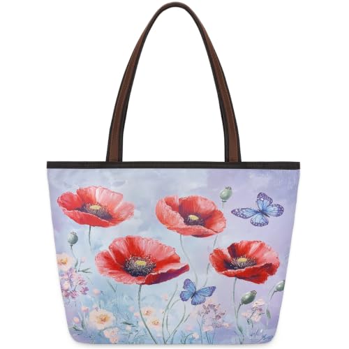 Sac fourre-tout floral avec fermeture éclair grand sac à main anti-affaires perdues
