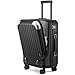 LEVEL8 Leichter Handgepäckkoffer, 50,8 cm, erweiterbares Handgepäck mit 4 Rädern, ABS + Polycarbonat, Hartschalen-Trolley für Gepäck mit doppelten TSA-zugelassenen Schlössern, Schwarz , 37*24*55.5CM,