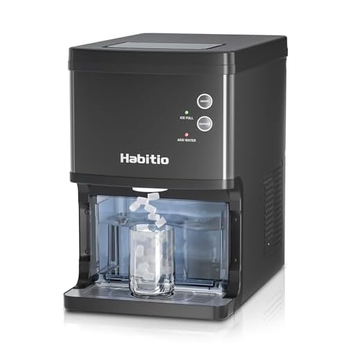 Habitio Nugget Ice Maker, Self-dispensing Countertop Ice Maker, Pebble Ice Machine with 3L Detachable Water Tank, 33lbs Chewable Ice Cubes /24H, Electric Pellet Ice Maker with Self-cleaning Function
