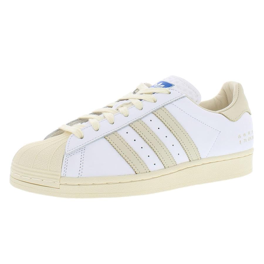Image of adidas Originals Superstar Sneakers for Men - Leather Construction - Padded Tongue & Collar - Stripes Pattern Footwear White /Cream White /Bluebird 7.5 D - Medium