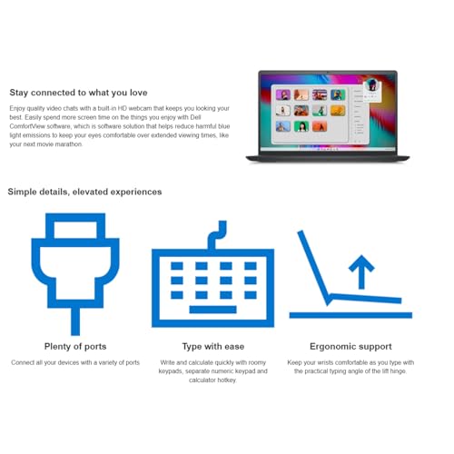 Image of Dell Inspiron 3530 Touchscreen Laptop, 15.6 inch FHD Display, Intel Core i7-1355U, 16GB DDR4, 1.5TB SSD (1TB SSD withHP 512GB P500 Portable SSD), Intel Iris Xe Graphics, Wi-Fi 6, Type-C, Win 11 Pro