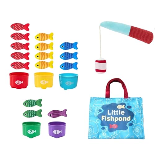 Jouet de pêche pour bébé | Jeu d'apprentissage 10 en 1 en tissu pour tri des couleurs et nombres