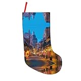 Bars, Neonlichter, Weihnachtsstrumpf, große festliche Socke mit Patchwork-Design und Aufhängeschlaufe, Polyester, für Kaminsims, Weihnachtsdekoration