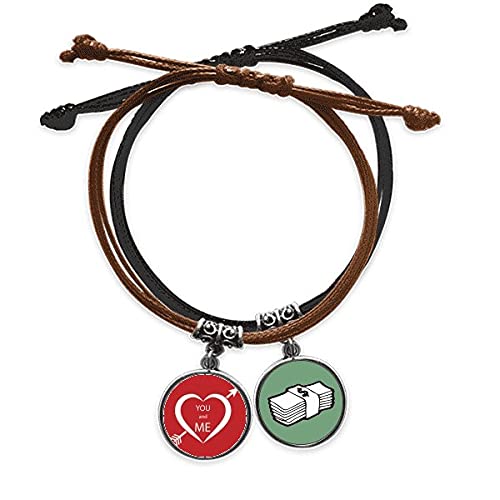 Pulsera de cuero para San Valentín que une el hilo rojo con blanco