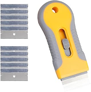 DRAMBOR Window Scrapers Ceramic Glass Scraper Knife Cleaner Tool with 10 PCS Blades,Wallpaper Remover Cooker Glass Decal Remover for Scraping Labels,Stickers,Caulk,Glass Paint,Wallpaper