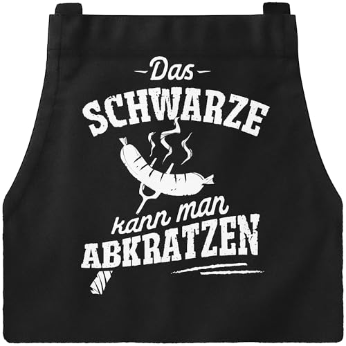 MoonWorks® Grill-Schürze für Männer mit Spruch Das Schwarze kann man abkratzen Spruch lustig Grillen Baumwoll-Schürze Küchenschürze Schwarz unisize