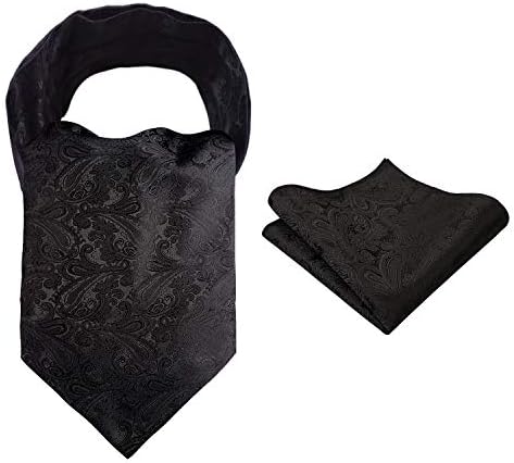 Alizeal Mens Self-tied Cravat Tie Ascot and Pocket Square Set