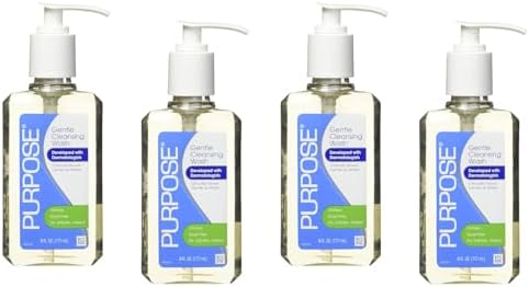 Purpose Gentle Cleansing Wash – Soap-Free Daily Facial Cleanser, Oil-Free And Alcohol-Free Face Wash For Sensitive Skin - Pump Bottle, 6 Fluid Oz. (Pack of 4)
