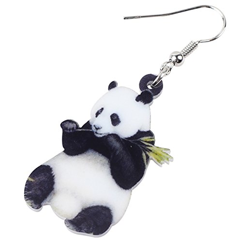 Newei Acrylic Christmas Cute Panda Bear Earrings Drop Dangle Animal Jewelry For Women Kids Teens Charm Gifts (Black,White) #TOP3