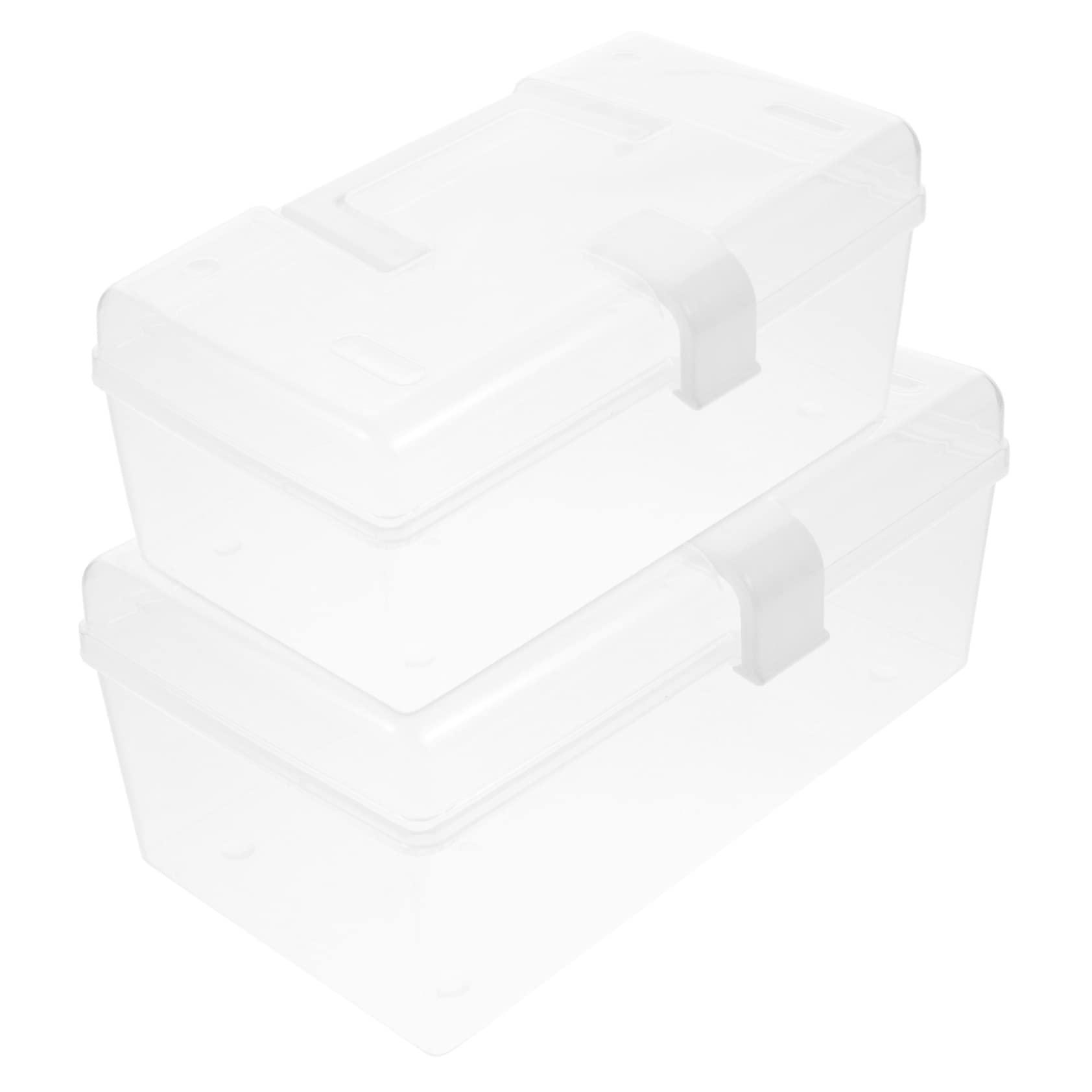 FRCOLOR 2pcs Box Portable Storage Box Clear Plastic Containers Plastic Storage Box with Lid Plastic Cosmetic Storage Box Portable Sundries Container Empty First Aid Box Kaboodle Sundry Box