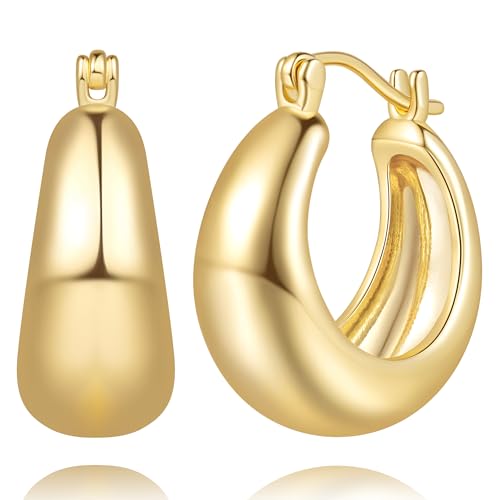 Cossa 14K Gold Hoop Earrings for Women Tapered Design Gold