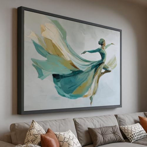 Tableau de danseuse en tissu fluide avec cadre 60x80cm