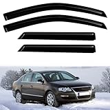 DimFlux 4PC Rain Guards for 2009-2017 Volkswagen Window Visors Deflectors Sun Shades Vent Tape On Out Channel